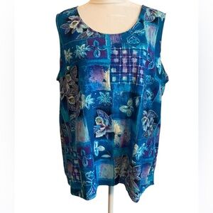 Vintage Liz Baker women’s floral top size 1X 100% silk